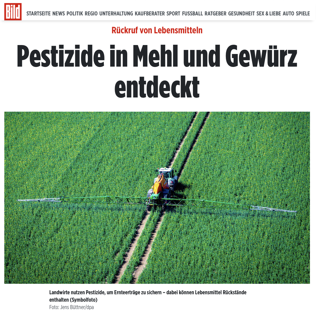 Rückruf von Lebensmitteln - Pestizide in Mehl und Gewürz entdeckt